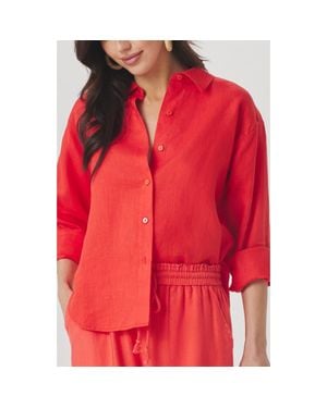 Splendid Stella Linen Button-Up Shirt - Red