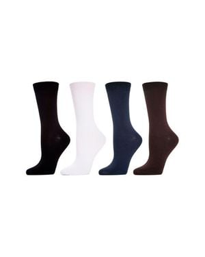 Memoi Assorted 4-Pack Crew Socks - White
