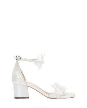 Forever & Always Shoes Flora Lace Bridal Low Heel Sandals - White