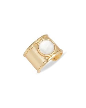 Karine Sultan Hand Edge Cabochon Ring - Metallic
