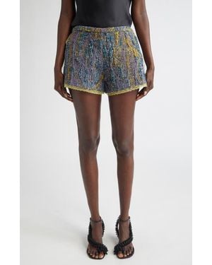 Dries Van Noten Pinky Embellished Abstract Jacquard Shorts - Blue