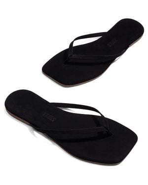 TKEES Lily Square Toe Flip Flop - Black