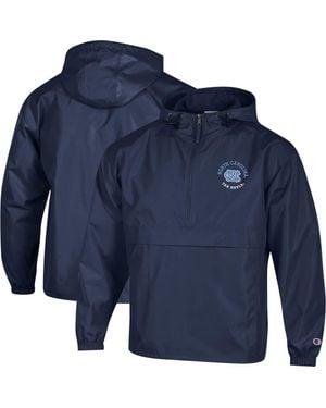 Champion North Carolina Tar Heels Packable Hooded Windbreaker Half-Zip Jacket - Blue