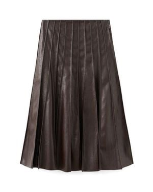 Mango Dalia Pleated Faux Leather Midi Skirt - Brown