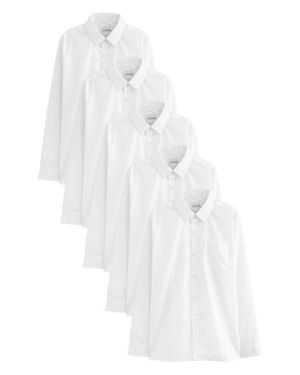 Next Kids' 5-Pack Uniform Slim Fit Button-Up Shirts - White