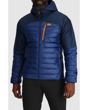 Outdoor Research Helium Water Resistant Hooded 800 Fill Down Jacket - Blue