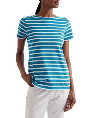 Seasalt Cornwall Sailor Stripe Organic Cotton T-Shirt - Blue