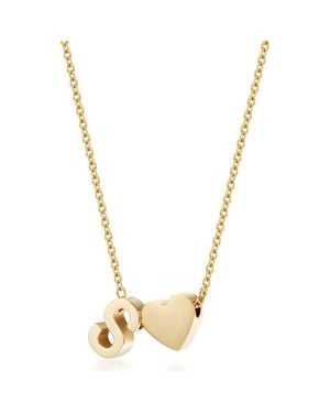 Jane Basch Initial Heart Pendant Necklace - Metallic