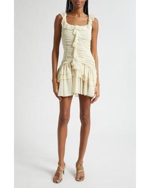 Siedres Gemma Tierred Ruffle Chiffon Minidress - Natural