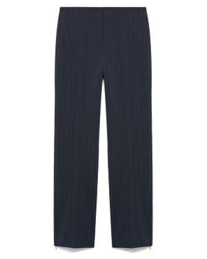 Mango Chalk Stripe Straight Leg Pants - Blue