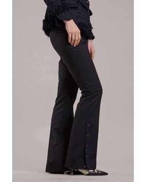 Maison Common Stretch Pants With Button Details - Blue
