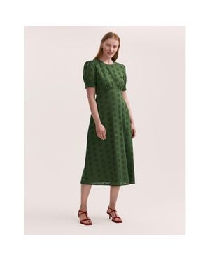 Finery London Mela Cotton Midi Tea Dress - Green