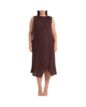 Estelle Nadia Linen Blend Midi Dress - Red
