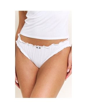 Honeydew Intimates Dolly Lettuce Edge Rib Bikini Briefs - White