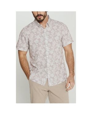 7 Diamonds Lucien Floral Short Sleeve Button-Up Shirt - Gray