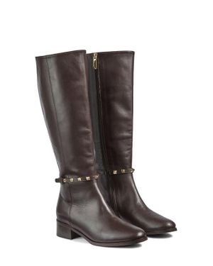 LK Bennett Stevie Stud Detail Knee High Boot - Brown