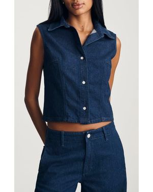 Mavi Bria Sleeveless Crop Denim Shirt - Blue