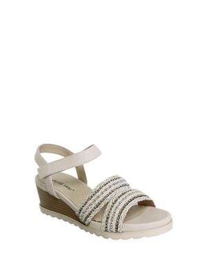 David Tate Kind Ankle Strap Platform Wedge Sandal - White
