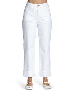 Apny Cuffed Straight Leg Jeans - White