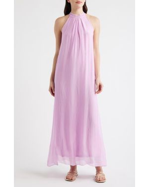 DELUC Vita Mock Neck Satin Maxi Dress - Pink