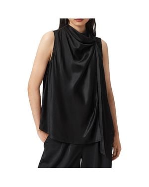 AllSaints Herela Tie Neck Sleeveless Satin Top - Black