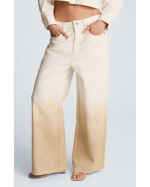 Kenneth Cole Ombré Comfort Stretch High Waist Wide Leg Jeans - Natural