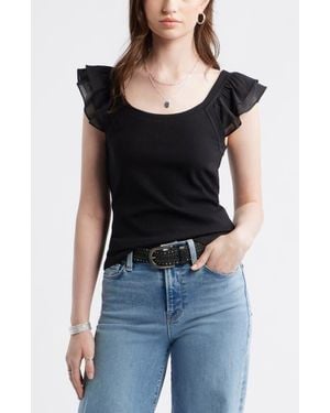Treasure & Bond Rib Flutter Tank - Black