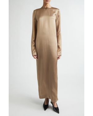 TOTEME Long Sleeve Satin Dress - Natural
