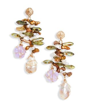 Isshi Mina Freshwater Pearl Drop Earrings - Metallic