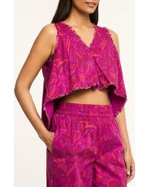 Cinq À Sept Ibbie Paisley Bloom Cotton Blend Top - Pink