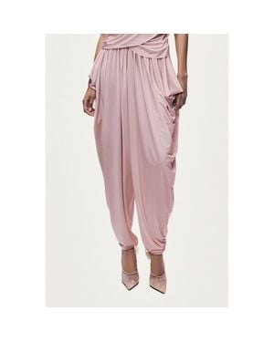Nocturne Draped Elastic Waist Harem Pants - Pink