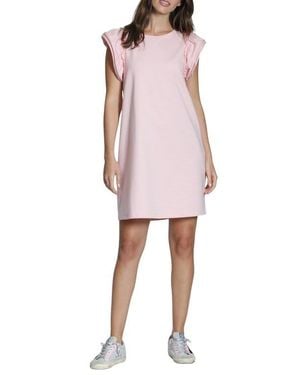 Apny Double Ruffle Sleeve Cotton Minidress - Pink