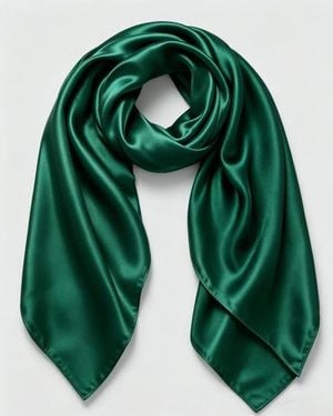 SILKSILKY Pure Silk Classic Elegant Square Scarf - Green