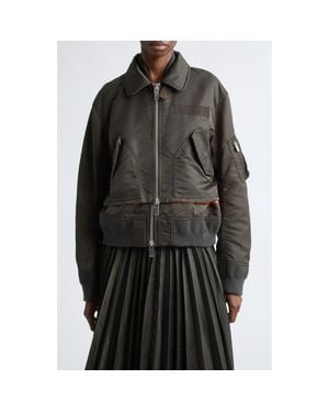 Sacai Layered Nylon Twill Bomber Jacket - Black