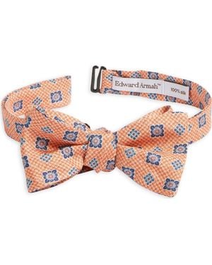 Edward Armah Neat Houndstooth Floral Silk Bow Tie - Pink