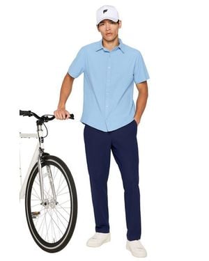 Fabletics The Don Short Sleeve Button Up - Blue