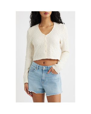 Rip Curl Sunset Luau Textured Long Sleeve Crop Top - White