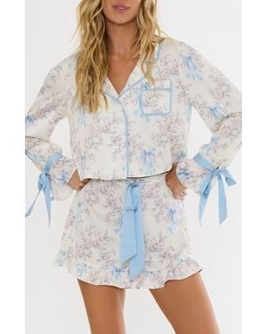 Beach Riot Aurora & Luna Heart Print Short Pajamas - White
