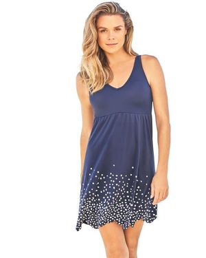Swim 365 Floral Border Swim Dress - Blue