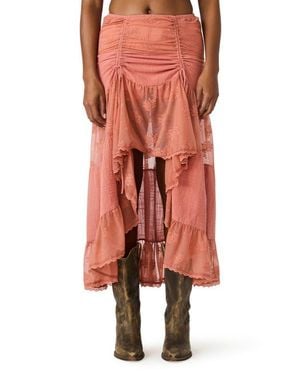 Steve Madden Allesandria Lace Detail High Low Skirt - Orange