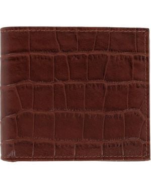 Trafalgar Esteban Croco Embossed Leather 8 Slot Bi-Fold Wallet - Brown