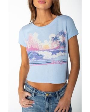 Roxy Salt Sunrise Graphic Cotton Crop T-Shirt - Blue