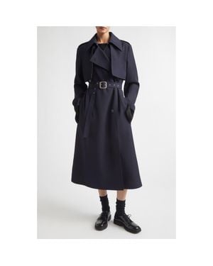 Jil Sander Belted Wool Trench Coat - Blue