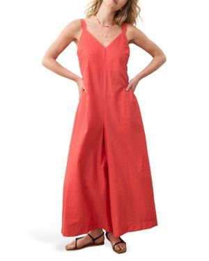Marine Layer Cari V-Neck Wide Leg Jumpsuit - Red