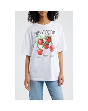 GOLDEN HOUR New York Apple Cotton Graphic T-Shirt - White