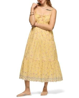 Lucky Brand Floral Print Tiered Maxi Dress - Yellow
