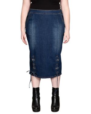 Standards & Practices High Waist Denim Pencil Skirt - Blue