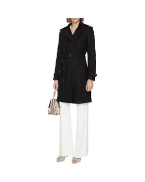 Burberry Mid-Length Paisley Lace Foxfield Trench Coat - Black