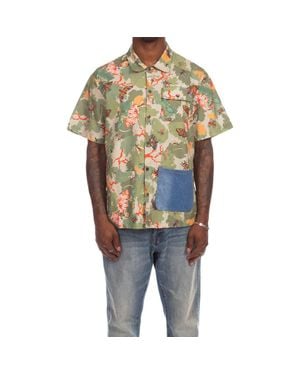 BBCICECREAM Bb Foliage Short Sleeve Cotton Ripstop Button-Up Shirt - Multicolor
