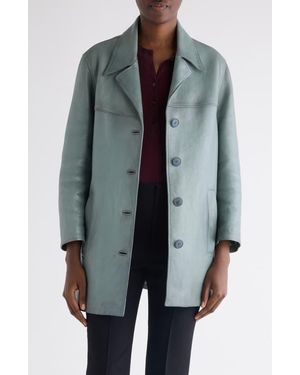 Chloé Waxy Leather Coat - Gray